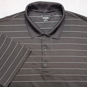 Greg Norman Play Dry Mens Golf Polo Shirt XL Black White Stripe Performance